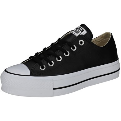 CONVERSE CHUCK TAYLOR ALL STAR LIFT CLEAM PLATAFOTMA MUJER 561681C NEGRAS PIEL