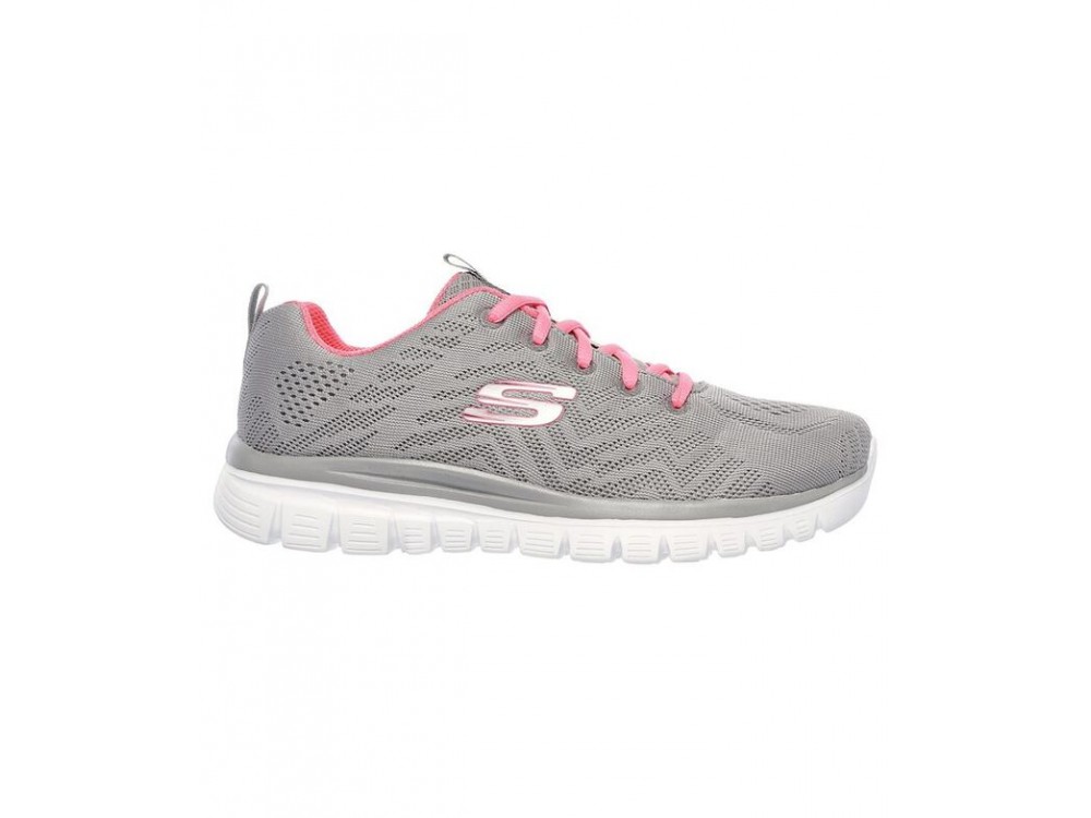 skechers gris y rosa