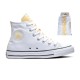 CONVERSE BOTA MUJER A01193C BLANCAS CON FLORES Y LOGO AMARILLO