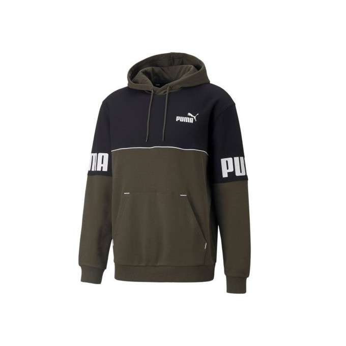 PUMA SUDADERA POWER COLORBLOC HOMBRE 849807 70 VERDE Y NEGRA