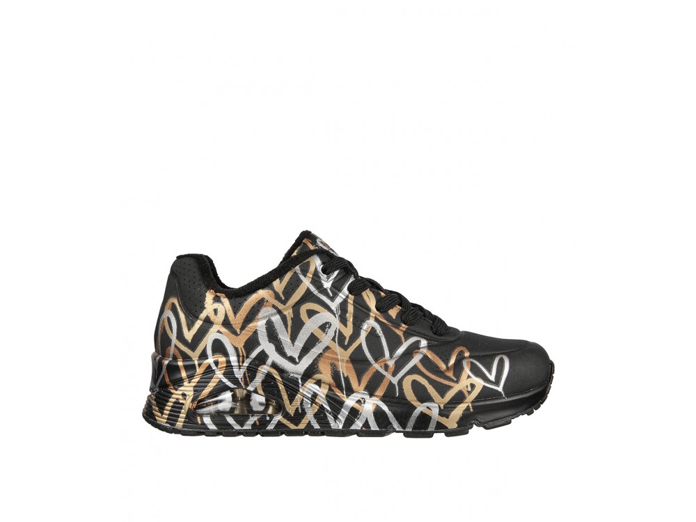 Skechers X Baratas // Comprar Skechers Mujer Negra // Zapatilla Metallic Love Online