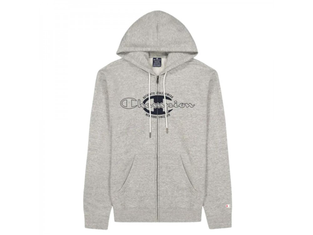 SUDADERA CHAMPION HOODED FULL ZIP HOMBRE 217996 GRIS