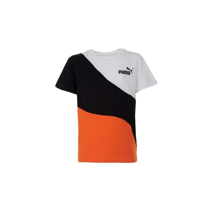 PUMA CAMISETA BLANCA, NEGRA Y NARANJA NIÑO 674231 23