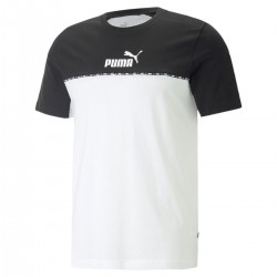 PUMA CAMISETA ESS BLOCK TAPE x TEE BLANCA Y NEGRA HOMBRE 673341 01