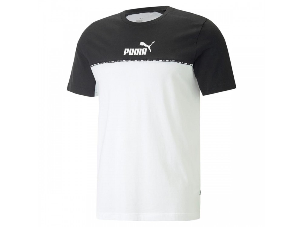 Chaqueta negro y blanco con letras blancas de la marca Puma de hombre.