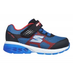 ZAPATILLAS SKECHERS 402030N BKRB LUCES BEBE  AZUL Y ROJA