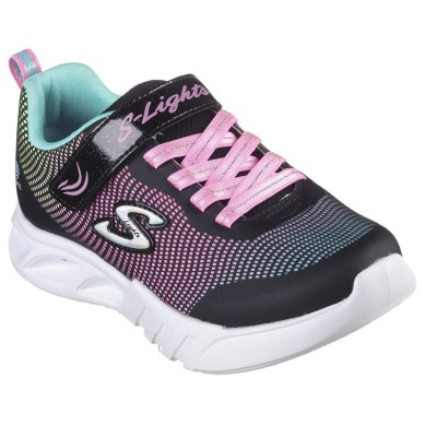 ZAPATILLA SKECHERS  LUCES NIÑA 303700L BKMT NEGRAS ROSA