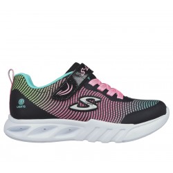 ZAPATILLA SKECHERS  LUCES NIÑA 303700L BKMT NEGRAS ROSA