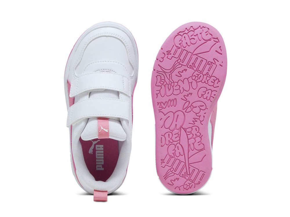 zapatillas Puma niña Smash Blanco Rosa velcro /