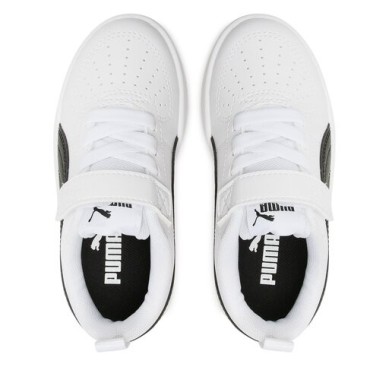 ZAPATILLA PUMA RICKIE AC NIÑO 385836 03 BLANCA Y NEGRO