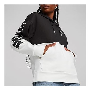 PUMA SUDADERA POWER MUJER 676023 01 NEGRA Y BLANCA