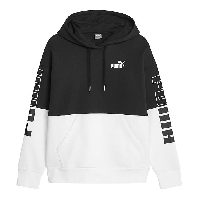 PUMA SUDADERA POWER MUJER 676023 01 NEGRA Y BLANCA