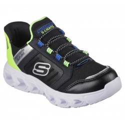 SKECHERS LIGHTS HYPNO-FLASH 2.0 SLIP-INS NIÑO 403843L/BKLM NEGRA Y VERDE