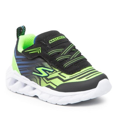 ZAPATILLA SKECHERS MAVER BEBE LUZ 401503N/BBLM NEGRA Y VERDE