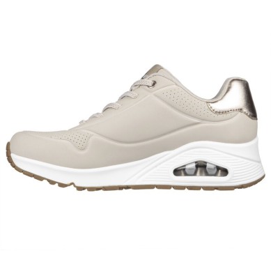 SKECHERS UNO SHIMMER AWAY MUJER 155196/NAT BEIGE PIEL