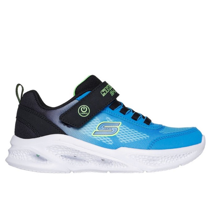 ZAPATILLA NIÑO SKECHERS 401495L BKBL AZUL Y NEGRA LUCES