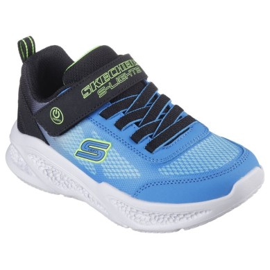ZAPATILLA NIÑO SKECHERS 401495L BKBL AZUL Y NEGRA LUCES
