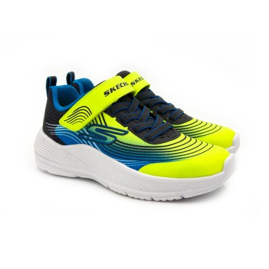 ZAPATILLAS SKECHERS MICROSPEC NIÑO 403926L/YLBL FLUOR Y AZUL