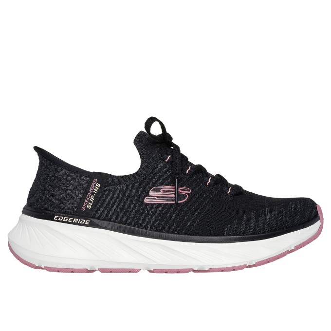 SKECHERS MUJER EDGERIDE-IMPRESSION SLIP-INS 150470/BKPK NEGRA