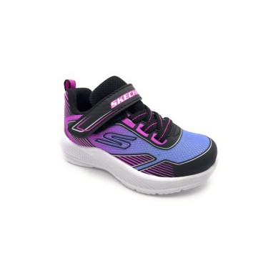ZAPATILLA SKECHERS NIÑA NEGRA Y MORADA VELCRO 303657N/BKMT