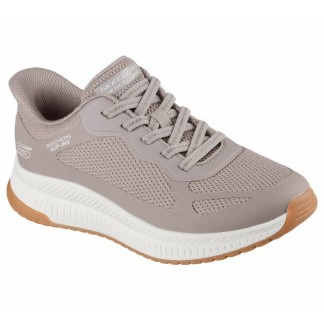 ZAPATILLA MUJER  SKECHERS SLIP-INS BOBS SQUAD 4 STAPLE LOOK MARRÓN 117624 TPE