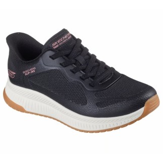 ZAPATILLA MUJER  SKECHERS SLIP-INS BOBS SQUAD 4 STAPLE LOOK NEGRA 117624 BLK