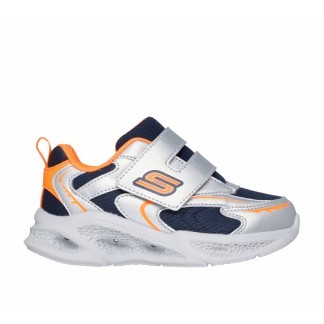 ZAPATILLA SKECHERS BEBE PLATA Y NARANJA LUCES METEOR 401498N SLOR