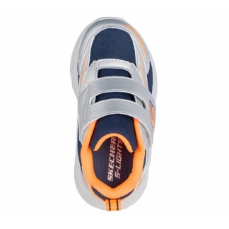 ZAPATILLA SKECHERS BEBE PLATA Y NARANJA LUCES METEOR 401498N SLOR
