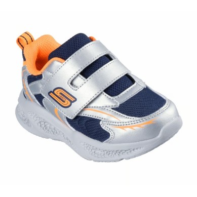 ZAPATILLA SKECHERS BEBE PLATA Y NARANJA LUCES METEOR 401498N SLOR