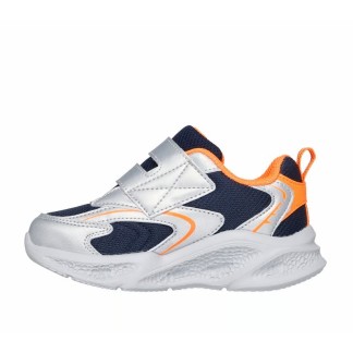 ZAPATILLA SKECHERS BEBE PLATA Y NARANJA LUCES METEOR 401498N SLOR