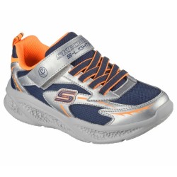 ZAPATILLA SKECHERS NIÑO PLATA Y NARANJA LUCES METEOR 4014987L SLOR