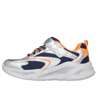 ZAPATILLA SKECHERS NIÑO PLATA Y NARANJA LUCES METEOR 4014987L SLOR