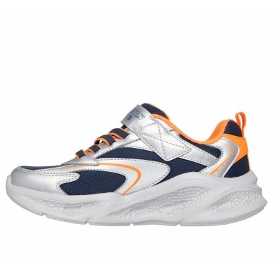 ZAPATILLA SKECHERS NIÑO PLATA Y NARANJA LUCES METEOR 4014987L SLOR