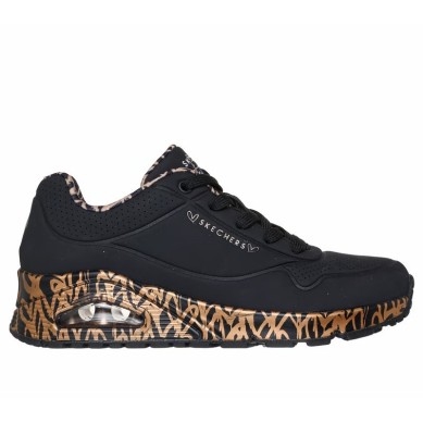 SKECHERS UNO LOVING LOVE MUJER 155506 BKRG NEGRA Y DORADO