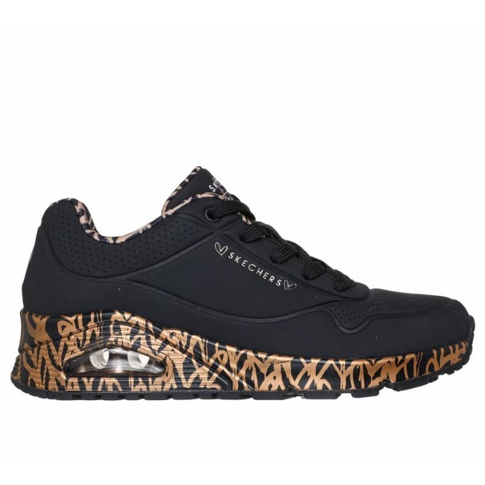 SKECHERS UNO LOVING LOVE MUJER 155506 BKRG NEGRA Y DORADO