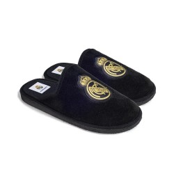 ZAPATILLA ANDAR  POR CASA MARPEN REAL MADRID CF OFICIALES NEGRAS LOGO DORADO