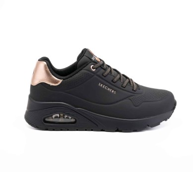 SKECHERS UNO SHIMMER AWAY MUJER 155196/BBK NEGRA PIEL