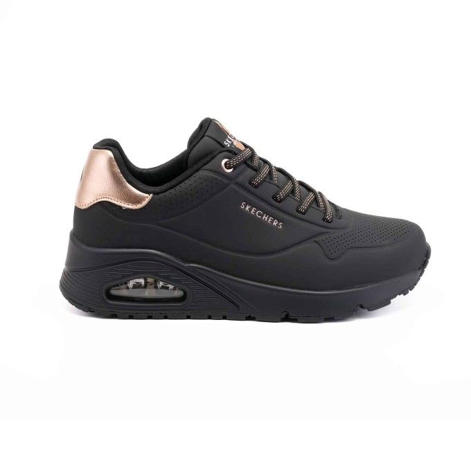 SKECHERS UNO SHIMMER AWAY MUJER 155196/BBK NEGRA PIEL