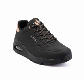 SKECHERS UNO SHIMMER AWAY MUJER 155196/BBK NEGRA PIEL