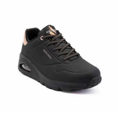 SKECHERS UNO SHIMMER AWAY MUJER 155196/BBK NEGRA PIEL