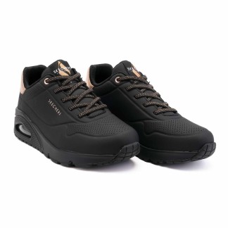 SKECHERS UNO SHIMMER AWAY MUJER 155196/BBK NEGRA PIEL