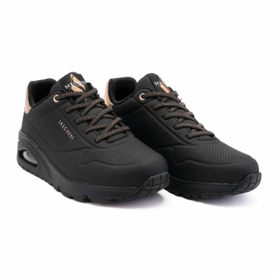 SKECHERS UNO SHIMMER AWAY MUJER 155196/BBK NEGRA PIEL