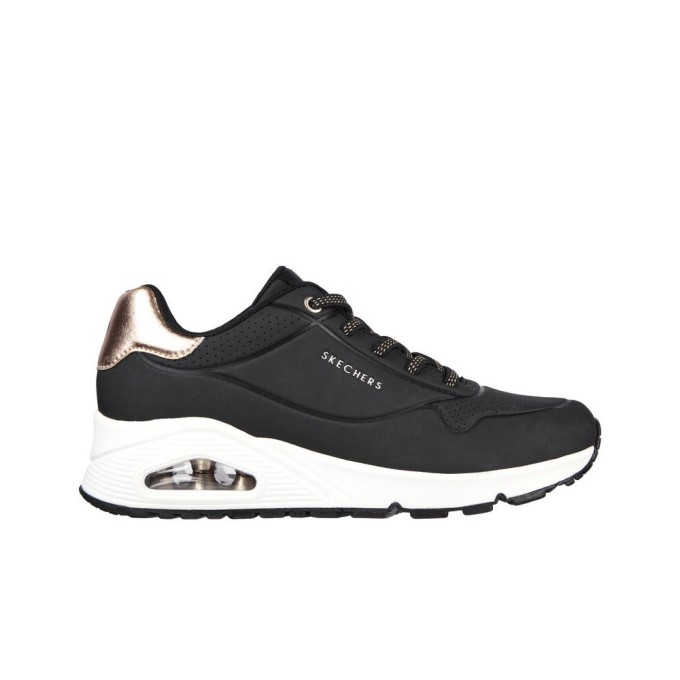 SKECHERS UNO SHIMMER AWAY MUJER 155196/BLK NEGRA PIEL