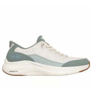 SKECHERS SLIP-INS CONTOUR FOAM  MUJER 150404/SAGE BLANCO Y VERDE