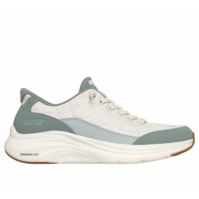 SKECHERS SLIP-INS CONTOUR FOAM  MUJER 150404/SAGE BLANCO Y VERDE