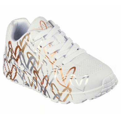 ZAPATILLA SKECHERS NIÑA BLANCA CORAZONES UNO LITE METALLIC LOVE 314067L/WTGD