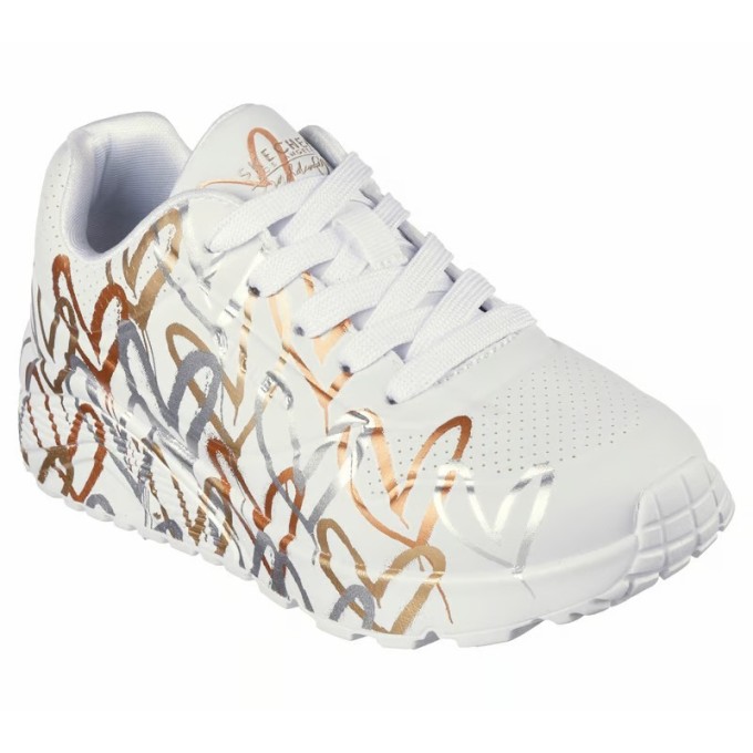 ZAPATILLA SKECHERS NIÑA BLANCA CORAZONES UNO LITE METALLIC LOVE 314067L/WTGD