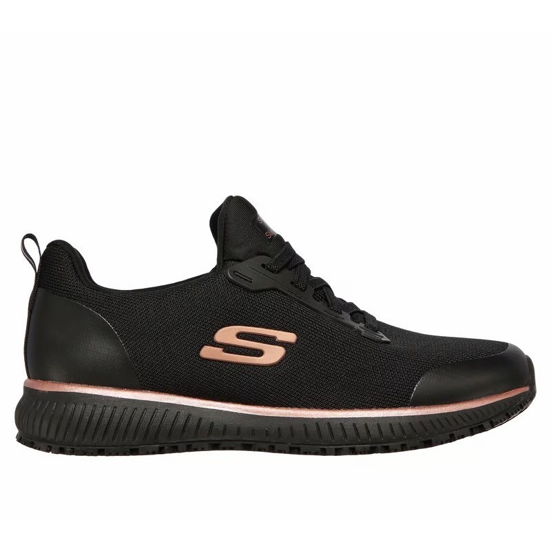 SKECHERS TRABAJO MUJER SQUAD SR 77222EC/BKRG NEGRA