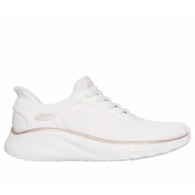 ZAPATILLA MUJER  SKECHERS SLIP-INS BOBS SQUAD BLANCO ROTO 117497 WTGD