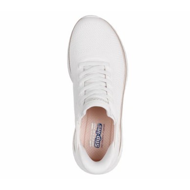 ZAPATILLA MUJER  SKECHERS SLIP-INS BOBS SQUAD BLANCO ROTO 117497 WTGD